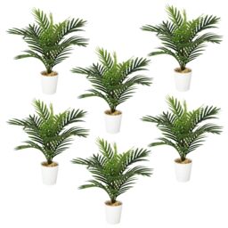 Leaf Artificial Mini Palm Tree 50cm Fully Potted Pack of 6 in Green - thumbnail 1