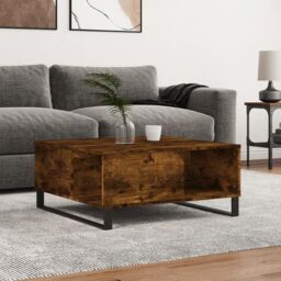 Berkfield Home Coffee Table Smoked Oak 80x80x36.5 cm Engineered Wood in Brown - thumbnail 1