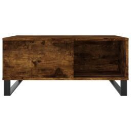 Berkfield Home Coffee Table Smoked Oak 80x80x36.5 cm Engineered Wood in Brown - thumbnail 4