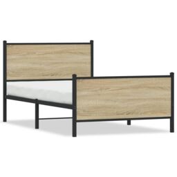 Berkfield Home Metal Bed Frame without Mattress Sonoma Oak 100x200 cm in Brown - thumbnail 2