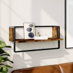 Berkfield Home Wall Shelf with Bar Smoked Oak 65x25x30 cm in Brown - Size: 65 x 25 x 30 cm - thumbnail 1