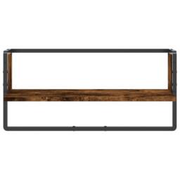 Berkfield Home Wall Shelf with Bar Smoked Oak 65x25x30 cm in Brown - Size: 65 x 25 x 30 cm - thumbnail 4