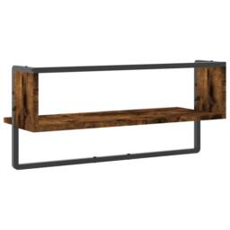 Berkfield Home Wall Shelf with Bar Smoked Oak 65x25x30 cm in Brown - Size: 65 x 25 x 30 cm - thumbnail 6