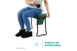 LIVIVO 2 in 1 Garden Kneeler & Seat Foldable Garden Bench with Handles Foam Pad & Tool Bag for Gardening in Bright Green - thumbnail 3