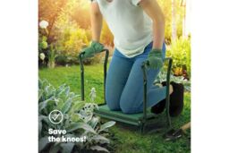 LIVIVO 2 in 1 Garden Kneeler & Seat Foldable Garden Bench with Handles Foam Pad & Tool Bag for Gardening in Bright Green - thumbnail 2