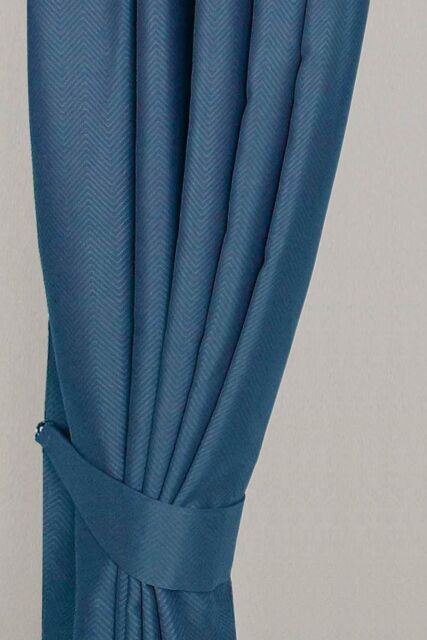 Homescapes Herringbone Curtain Tie Back Pair in Navy - image 1