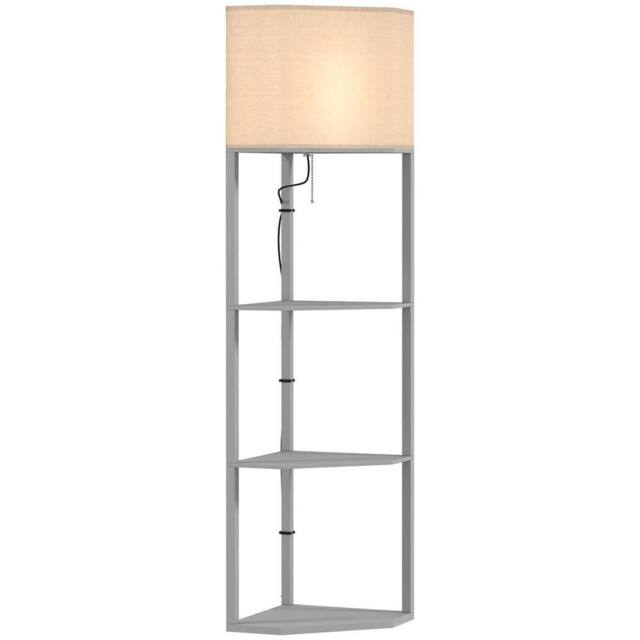Kelvenix Corner Modern Floor Lamp with Shelves for Living Room in Grey - image 1