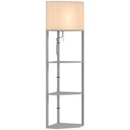 Kelvenix Corner Modern Floor Lamp with Shelves for Living Room in Grey - thumbnail 1
