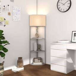 Kelvenix Corner Modern Floor Lamp with Shelves for Living Room in Grey - thumbnail 4
