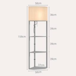Kelvenix Corner Modern Floor Lamp with Shelves for Living Room in Grey - thumbnail 2