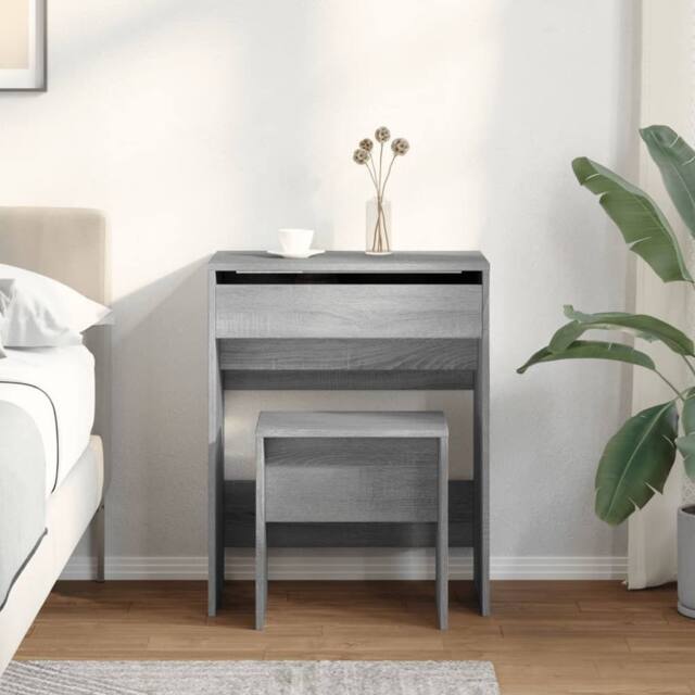 Berkfield Home Beautiful Dressing Table & Stool Grey Sonoma 60x40x113.5 cm - image 1