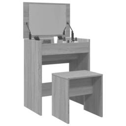 Berkfield Home Beautiful Dressing Table & Stool Grey Sonoma 60x40x113.5 cm - thumbnail 2