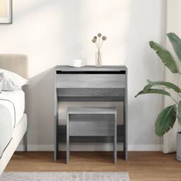 Berkfield Home Beautiful Dressing Table & Stool Grey Sonoma 60x40x113.5 cm - thumbnail 1