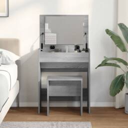 Berkfield Home Beautiful Dressing Table & Stool Grey Sonoma 60x40x113.5 cm - thumbnail 4