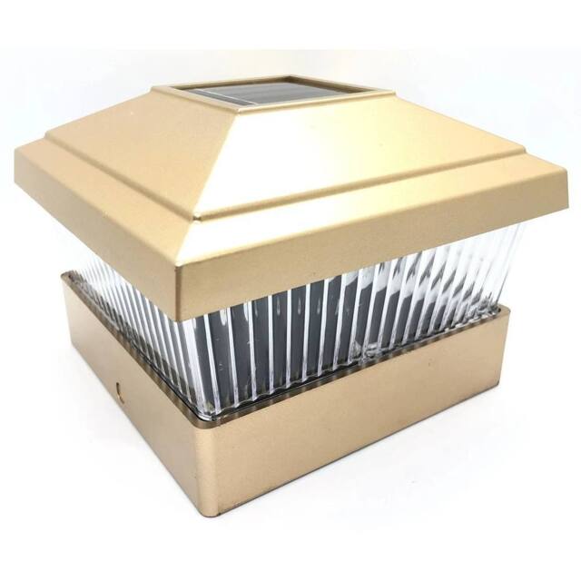 NESTLUNE Solar LED 4x4 Deck Post Cap Lights Outdoor Garden Fence in Gold - image 1