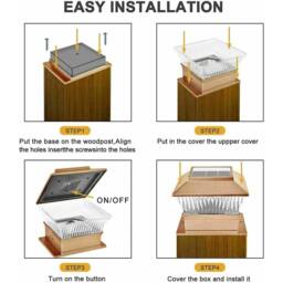 NESTLUNE Solar LED 4x4 Deck Post Cap Lights Outdoor Garden Fence in Gold - thumbnail 4