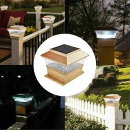 NESTLUNE Solar LED 4x4 Deck Post Cap Lights Outdoor Garden Fence in Gold - thumbnail 3