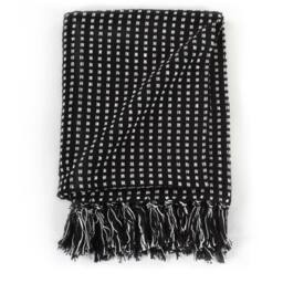 Berkfield Home Throw Cotton Squares 220x250 cm Black - thumbnail 3
