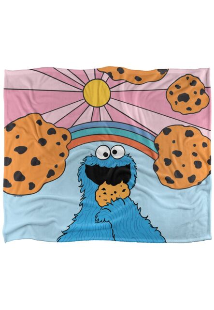 Sesame Street Cookie Monster Sunrise Silky Touch Super Soft Throw Blanket 152 X 127 cm in White - image 1