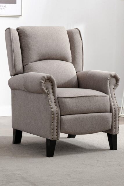 More4Homes Charlotte Modern Fabric Pushback Recliner Sofa Accent Chair in Cream - image 1