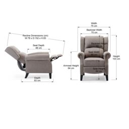 More4Homes Charlotte Modern Fabric Pushback Recliner Sofa Accent Chair in Cream - thumbnail 7