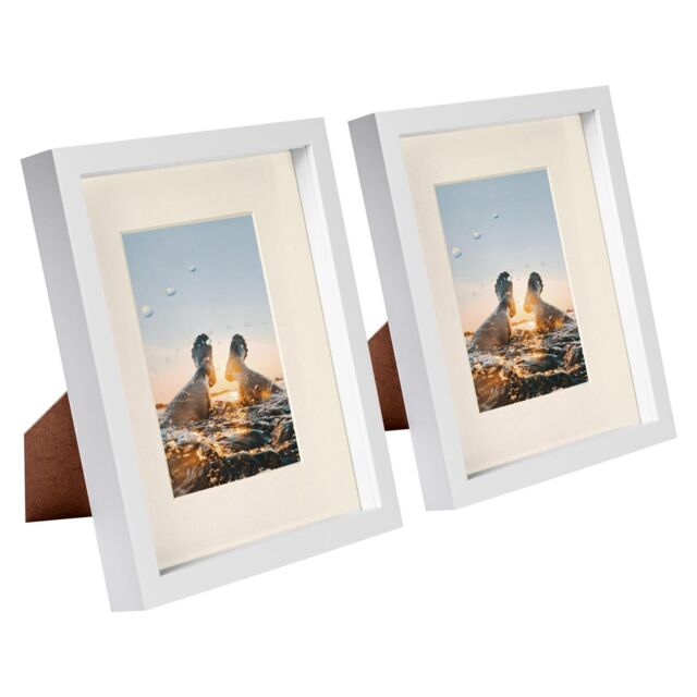 "Nicola Spring 8x10"" White 3D Box Photo Frames 4x6"" - x2 in Ivory" - image 1