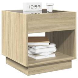 Berkfield Home Bedside Table with Infinity LED Sonoma Oak 50x50x50 cm in Brown - Size: 50 x 50 x 50 cm - thumbnail 5
