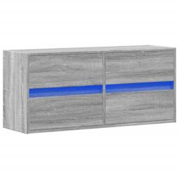 Berkfield Home TV Wall Cabinet with LED Lights Grey Sonoma 100x31x45 cm - Size: 100 x 31 x 45 cm - thumbnail 3