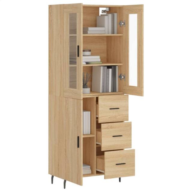Berkfield Home Highboard Sonoma Oak 69.5x34x180 cm Engineered Wood in Light Brown - image 1
