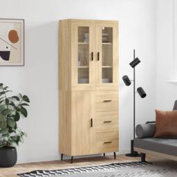 Berkfield Home Highboard Sonoma Oak 69.5x34x180 cm Engineered Wood in Light Brown - thumbnail 2