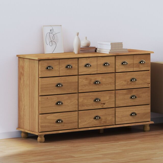 "Berkfield Home Chest of Drawers ""ASKIM"" 79x40x133.5 cm Solid Wood Pine in Brown" - image 1