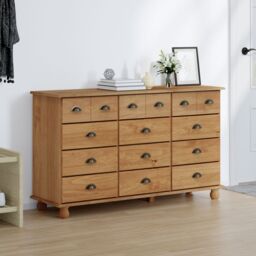 "Berkfield Home Chest of Drawers ""ASKIM"" 79x40x133.5 cm Solid Wood Pine in Brown" - thumbnail 4