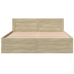 Berkfield Home Bed Frame with Headboard without Mattress Sonoma Oak 160x200 cm in Brown - thumbnail 5