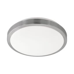 Loops Wall Flush Ceiling Light White Shade White Satined Nickel Plastic Bulb LED 23W in Metallics
