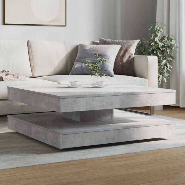 Berkfield Home Modern Coffee Table 360-Degree Rotatable Concrete Grey 90x90x34.5 cm - image 1