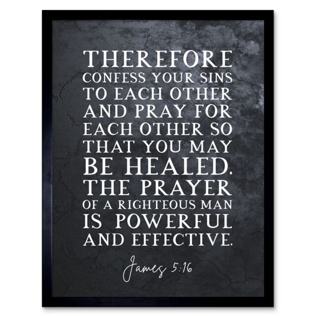 Artery8 Wall Art Print James 5:16 Pray For Each Other So That You May Be Healed Christian Bible Verse Quote Scripture Typography Art Framed - image 1