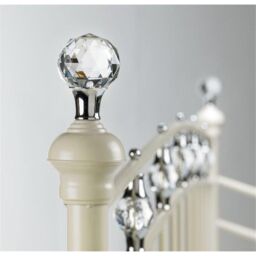 Ashfield Crystal Finial Metal Bed Frame in White - Size: Single - thumbnail 3