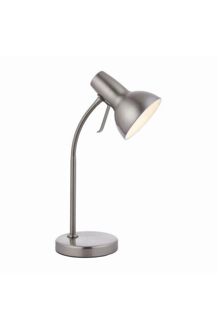 Netlighting Amalfi LED 1 Light Table Lamp Satin Nickel Gloss White Paint GU10 in Grey