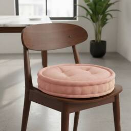 Snug City Teddy Fabric Round Booster Cushion Soft Seat Riser Pad Dining Chair in Pink - Size: 45 cm x 45 cm