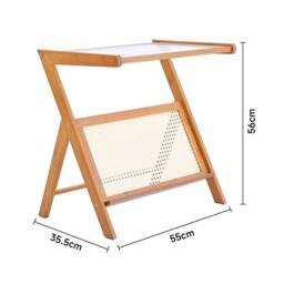 KORVIXA Bamboo Side Table Z-Shape Glass in Brown - Size: 100 cm - thumbnail 2