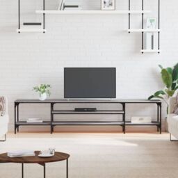 Berkfield Home TV Cabinet Grey Sonoma 201x35x45 cm Engineered Wood&Iron - Size: 201 x 35 x 45 cm