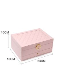 JFY Women's 2 Layers Lockable Jewellery Storage Box With Drawer in Khaki - thumbnail 5
