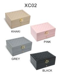 JFY Women's 2 Layers Lockable Jewellery Storage Box With Drawer in Khaki - thumbnail 6