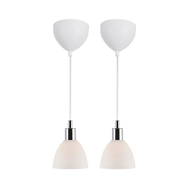 Nordlux Vintage Indoor Pendant Light Silver Glass E14 2 Pack - Mains Powered, IP20 - image 1