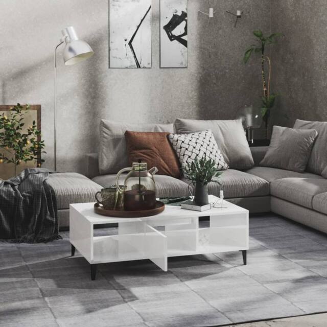 Berkfield Home Decorative Coffee Table High Gloss White 103.5x60x35 cm Engineere - image 1