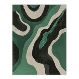 "Artery8 Abstract Amazon River Green & Black Painting Wall Art Print - Size: W12"" x H16""" - thumbnail 1