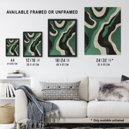 "Artery8 Abstract Amazon River Green & Black Painting Wall Art Print - Size: W12"" x H16""" - thumbnail 3