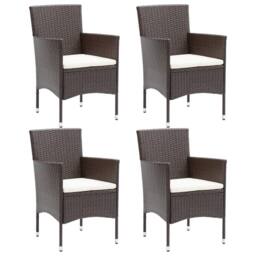 Berkfield Home Modern Garden Dining Chairs 4 pcs Poly Rattan Brown - thumbnail 2