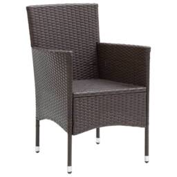 Berkfield Home Modern Garden Dining Chairs 4 pcs Poly Rattan Brown - thumbnail 4