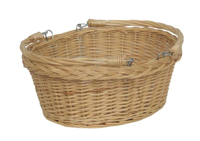 Red Hamper Wicker Shopping Basket Small Swing Handle Shopper in Brown - image 1